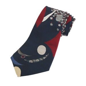 HALSTON III Necktie Mens Navy Blue Floral‎ Pattern Designer Dress Tie